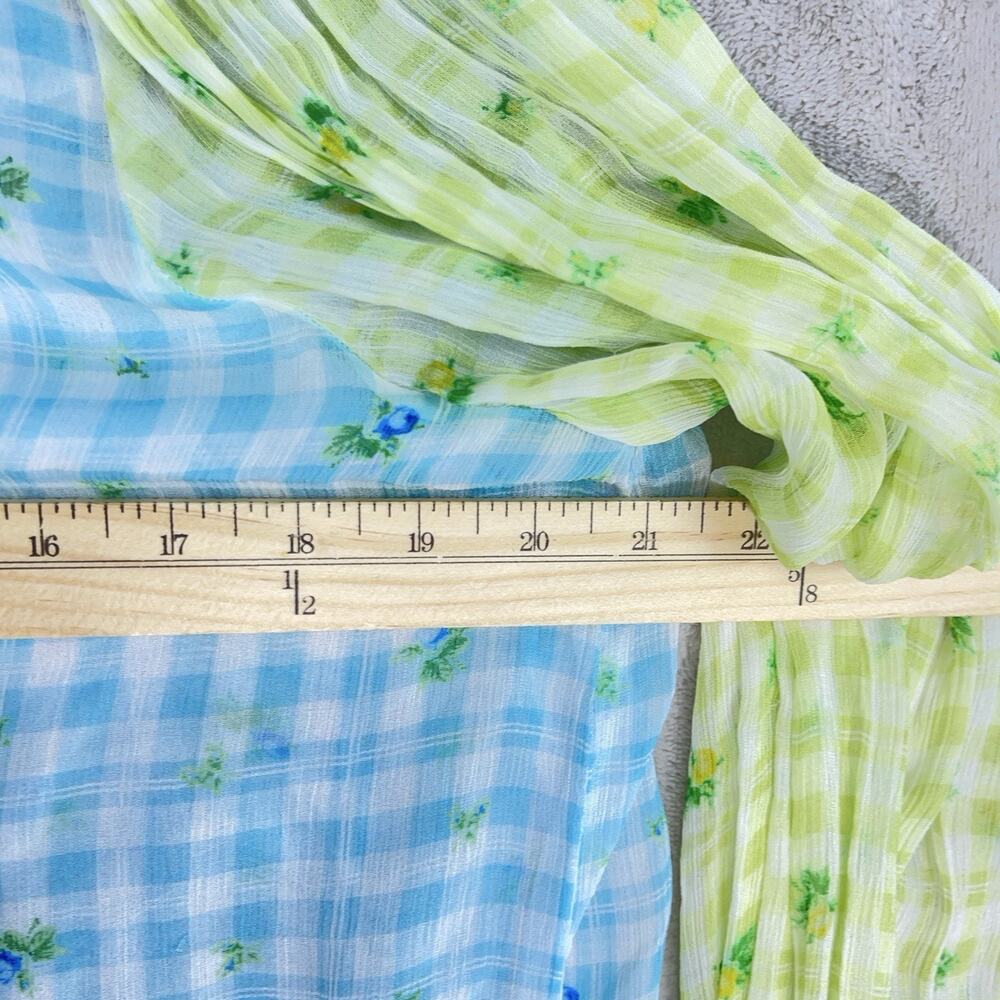 Ghost London Bella Blouse Medium Gingham Botanical Semi Sheer Crepe Picnic-core - Picture 10 of 13